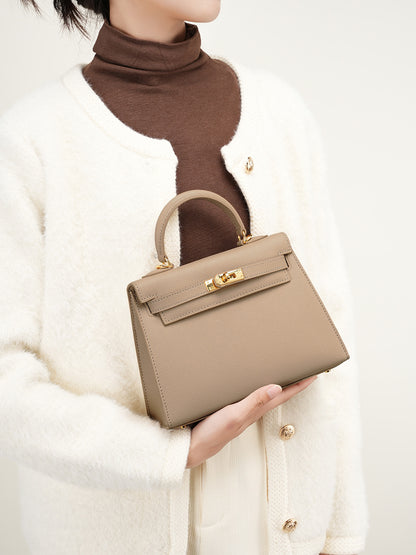 Cowhide Kelly Handbag - vevewholesale