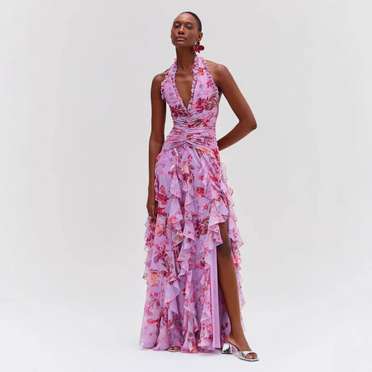 Sleeveless Floral Maxi Dress - vevewholesale