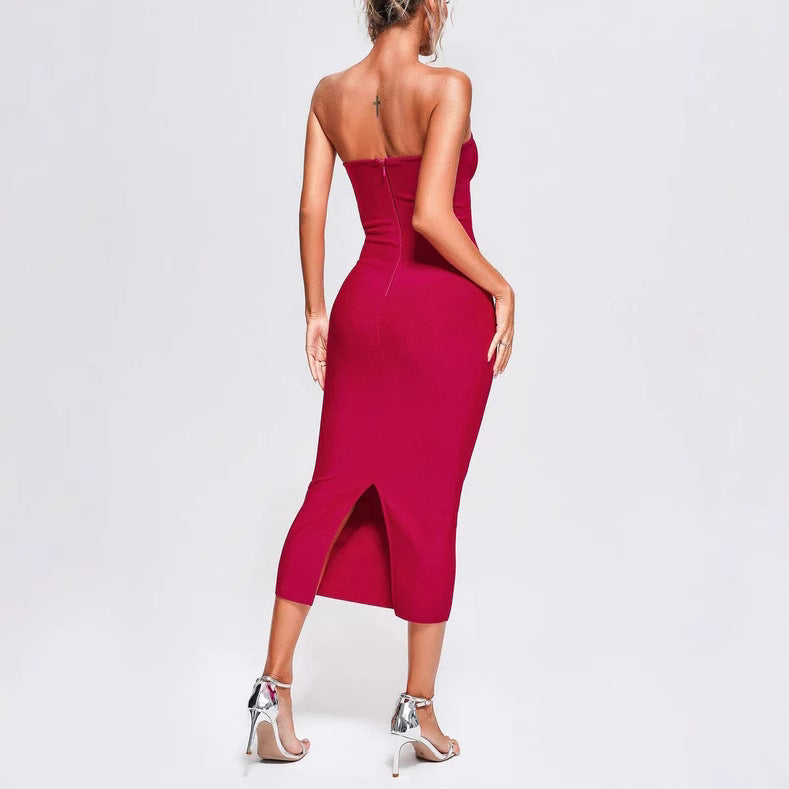 Strapless Bodycon Long Dress - vevewholesale