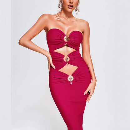 Strapless Bodycon Long Dress - vevewholesale