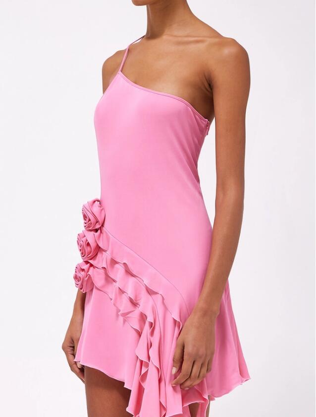 One Shoulder Floral Mini Dress - vevewholesale