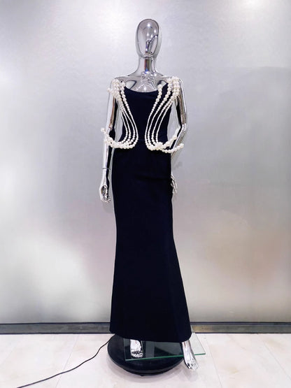 Three Dimensional Pearl Maxi Dress - vevewholesale