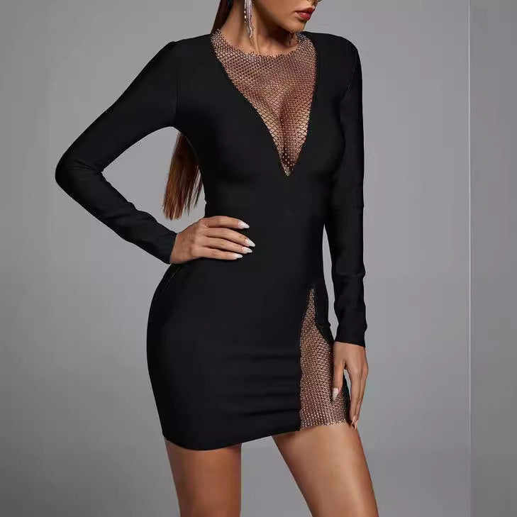 Mesh Sequined Mini Dress - vevewholesale