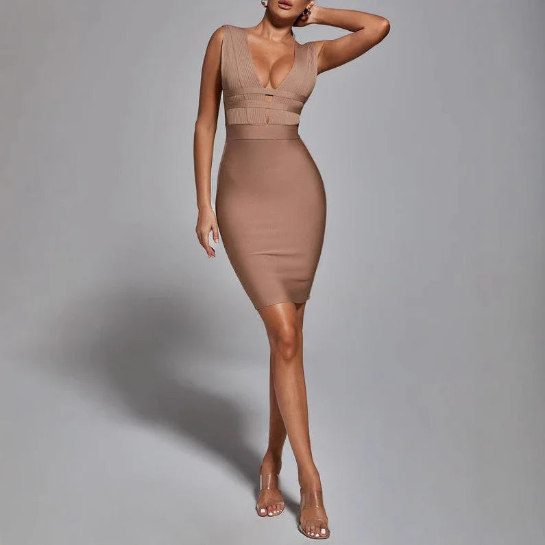 Deep V Mini Dress - vevewholesale