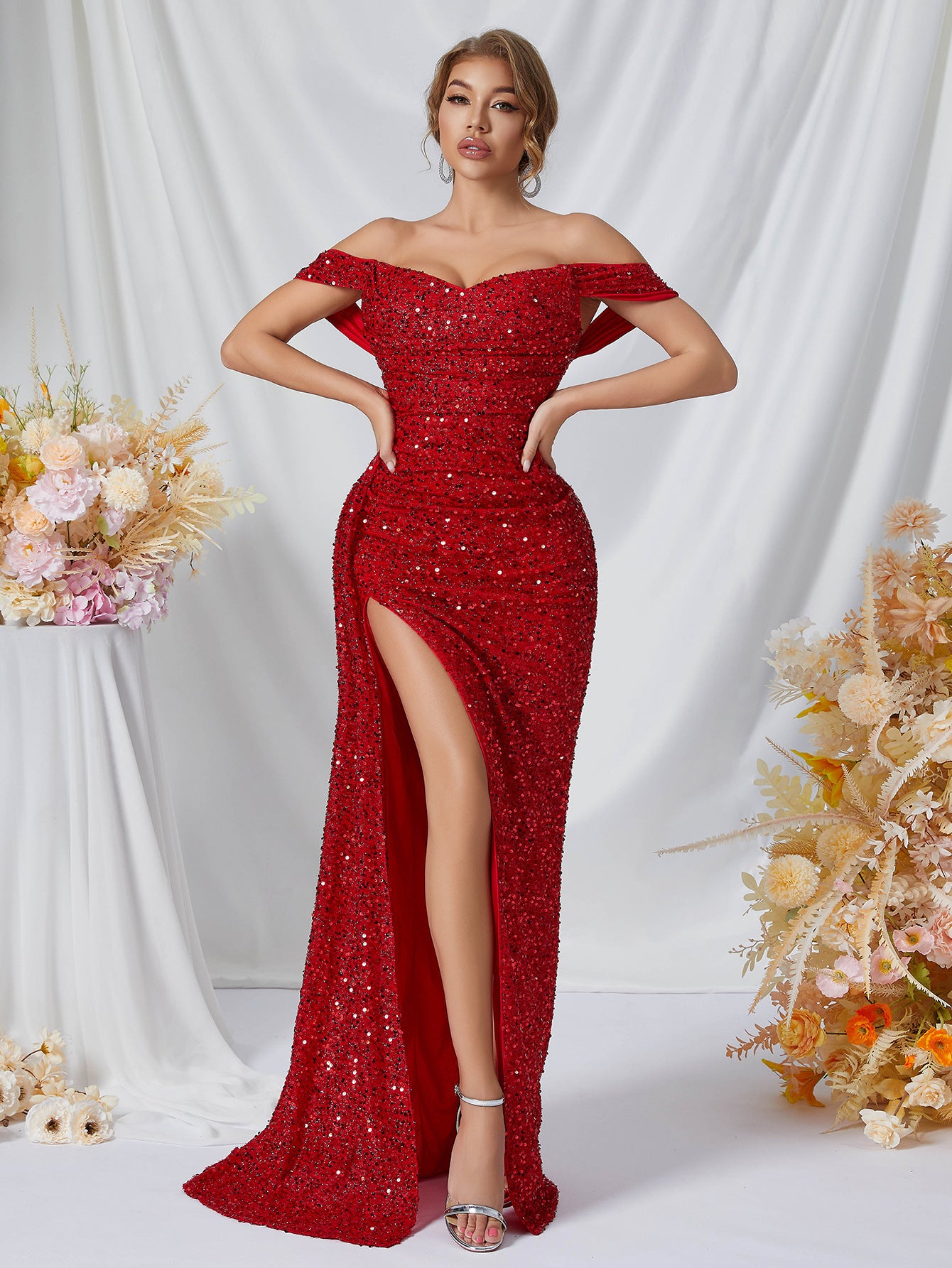 Sequined fishtail dress