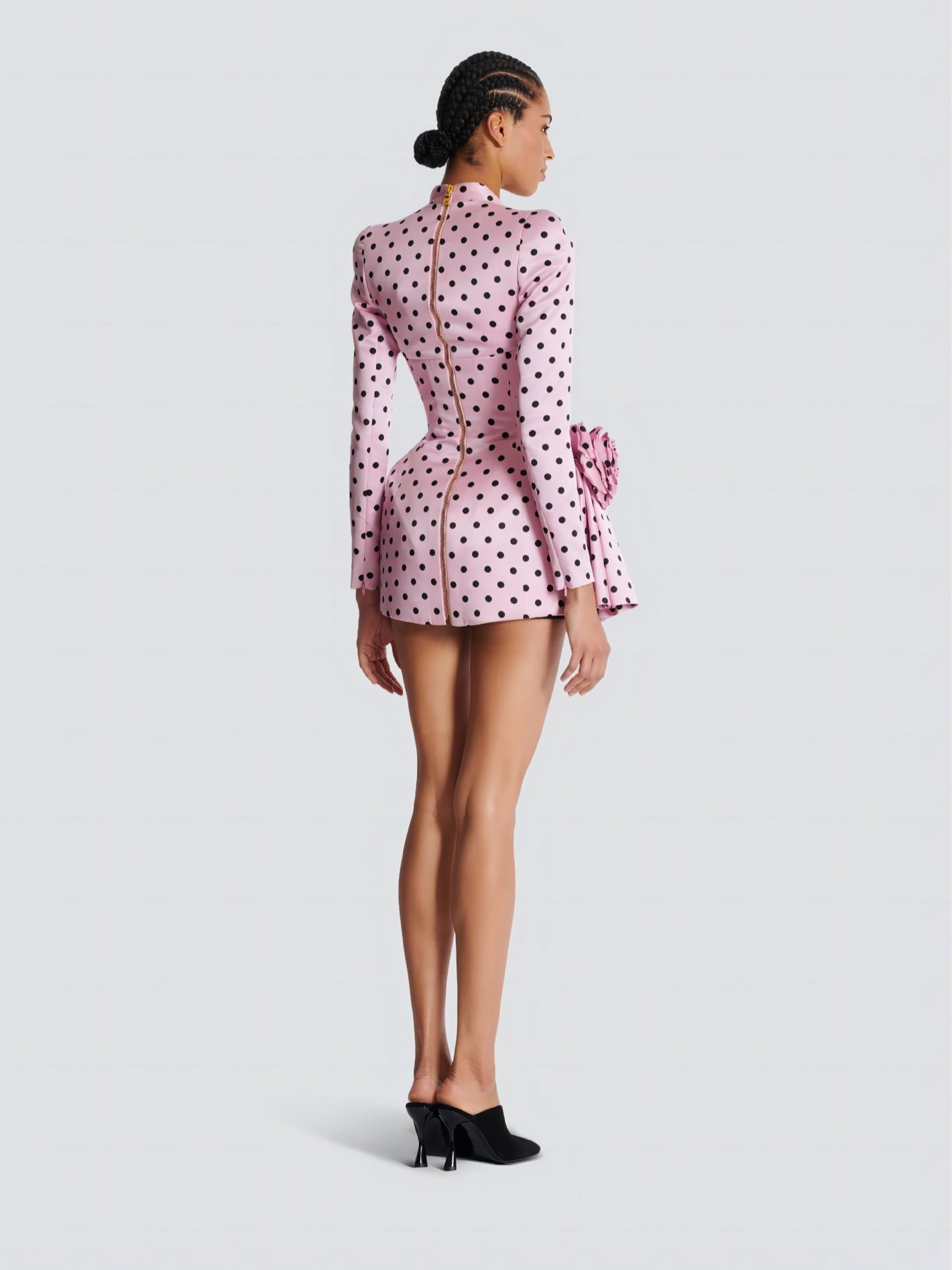 Polka Dot Mini Dress-Pink - vevewholesale