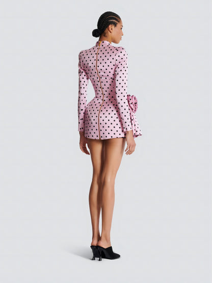 Polka Dot Mini Dress-Pink - vevewholesale