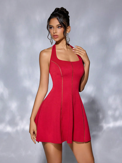 Halter-Neck Backless Mini Dress