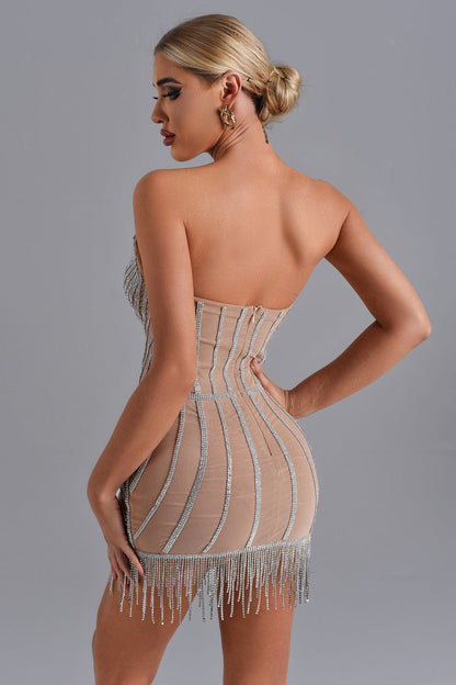 StraplessTassels Mini Dress - vevewholesale