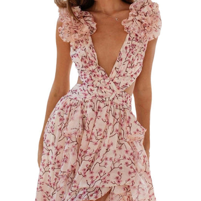 Small Flowers Maxi Dress-Pink - vevewholesale