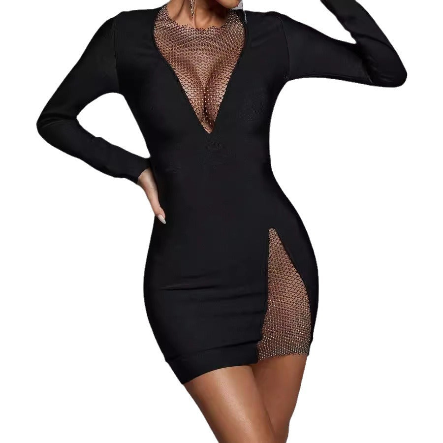Mesh Sequined Mini Dress - vevewholesale