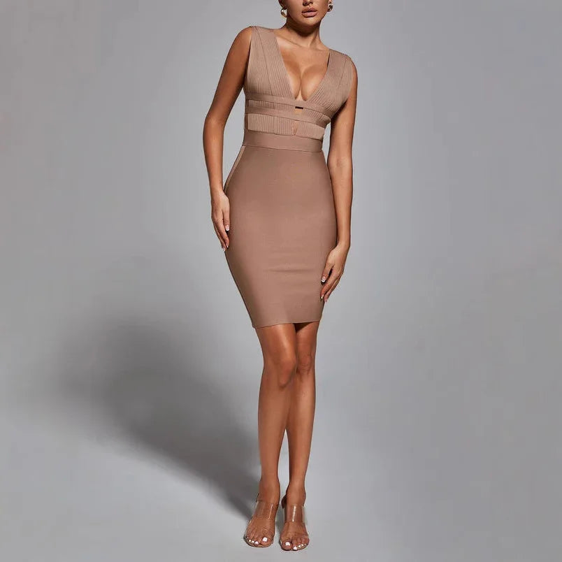 Deep V Mini Dress - vevewholesale