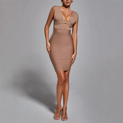 Deep V Mini Dress - vevewholesale