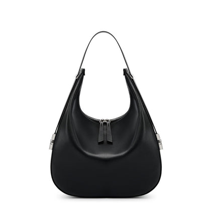 Crescent Shaped Bucket Bag-Black - vevewholesale