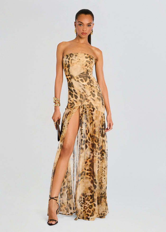 Strapless painted print-leopard print - vevewholesale