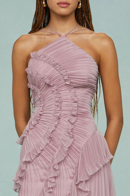 Chiffon Ruffled Long Dress