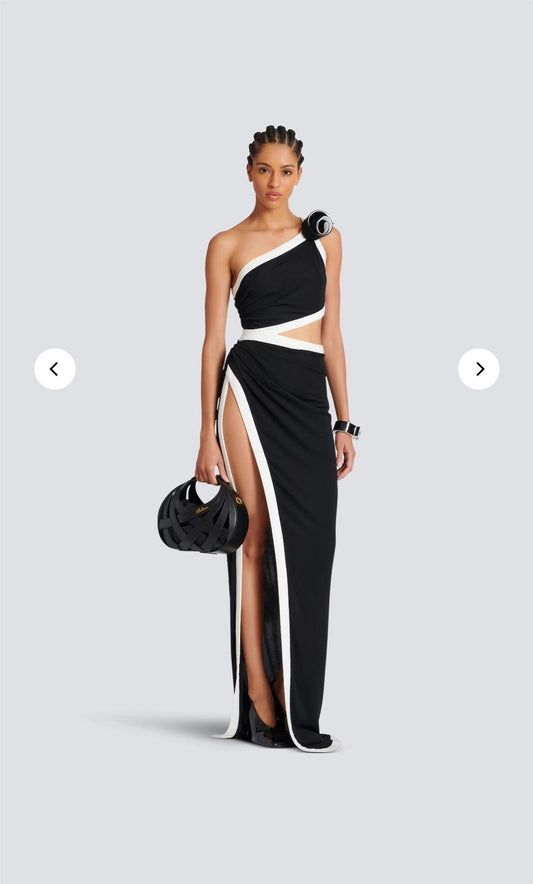Sexy Hollowed Out High Slit One Shoulder Dress - vevewholesale