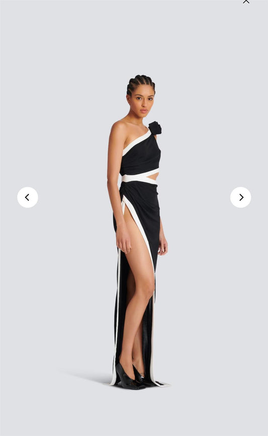Sexy Hollowed Out High Slit One Shoulder Dress - vevewholesale