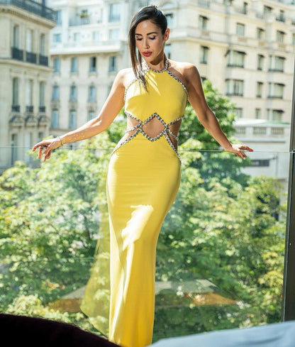 Strapless Rhinestone Maxi Dress - vevewholesale