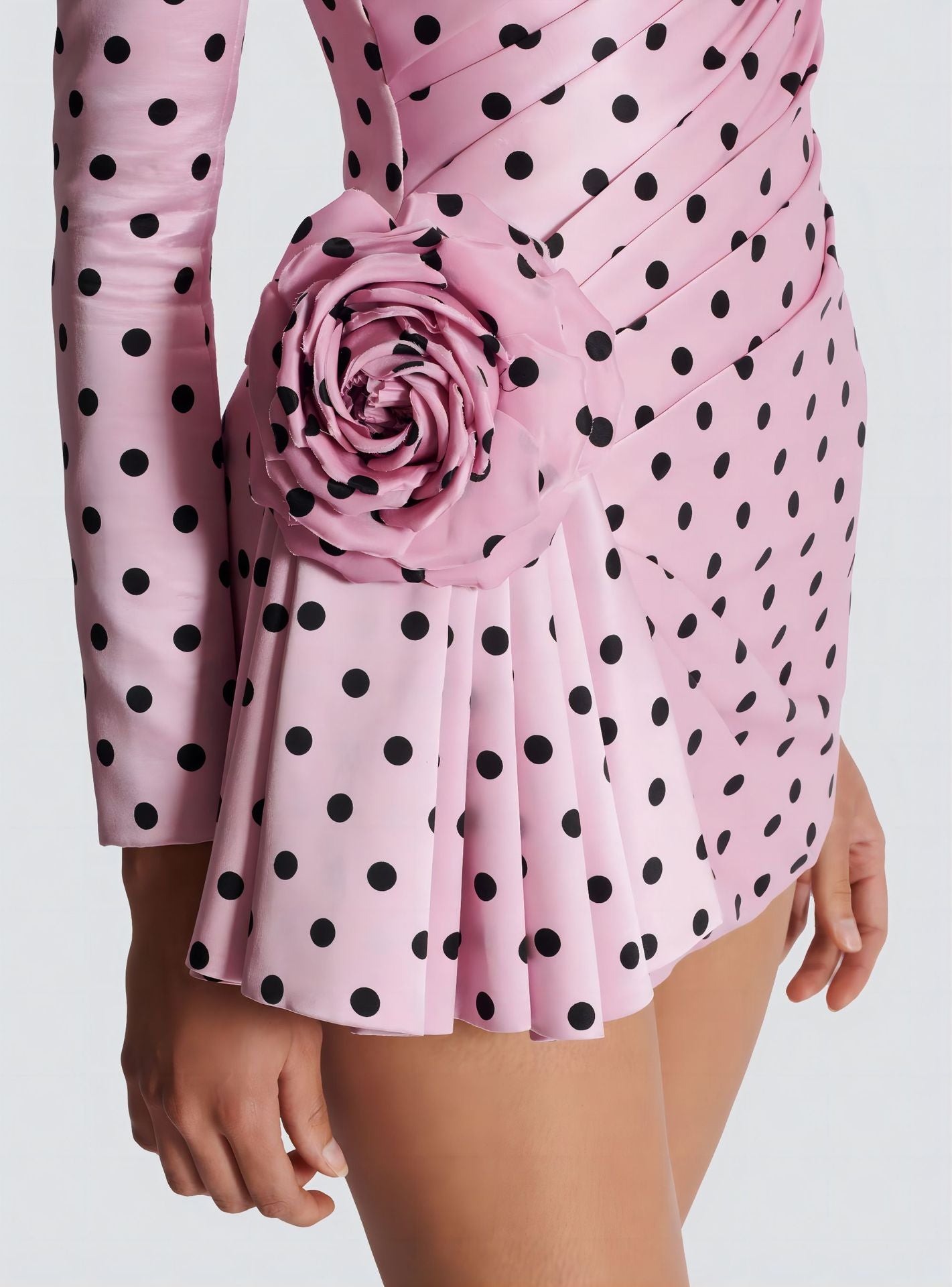 Polka Dot Mini Dress-Pink - vevewholesale