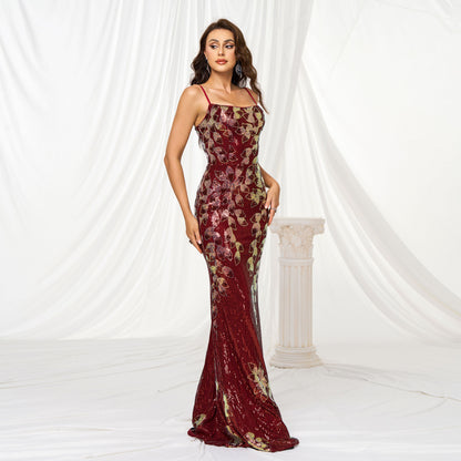 Halter Sequined Maxi Dress - vevewholesale