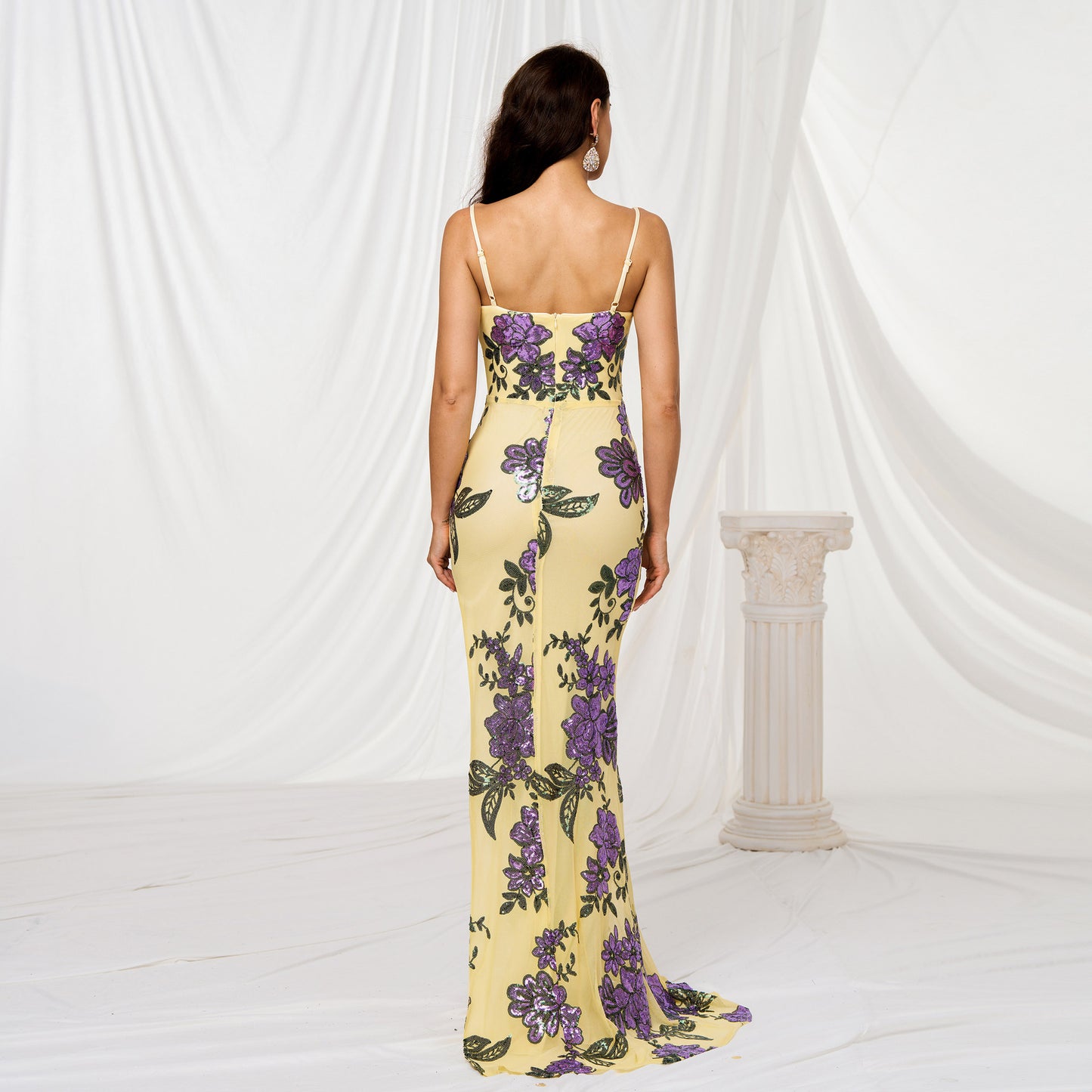 Halter V-neck Cut-out Maxi Dress - vevewholesale