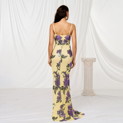Halter V-neck Cut-out Maxi Dress - vevewholesale