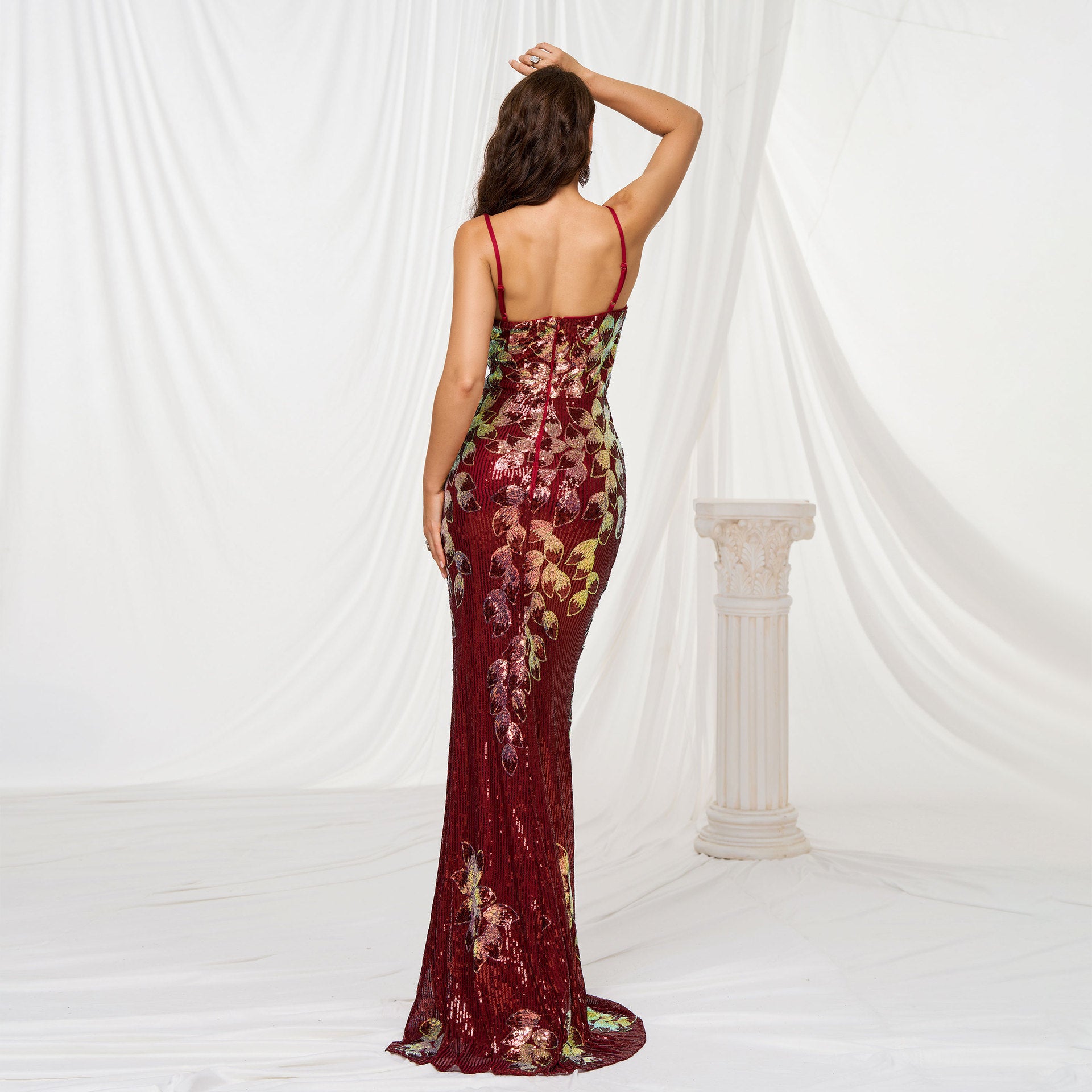 Halter Sequined Maxi Dress - vevewholesale