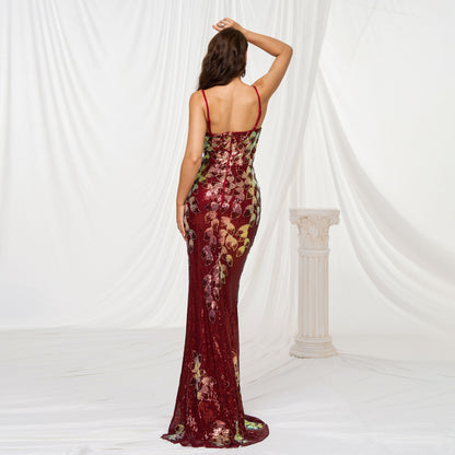 Halter Sequined Maxi Dress - vevewholesale
