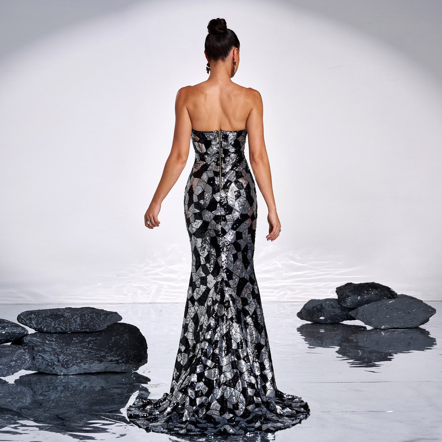Strapless Sequined Maxi Dress - vevewholesale
