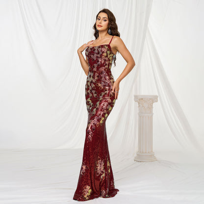 Halter Sequined Maxi Dress - vevewholesale