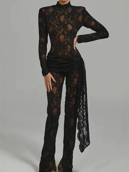 Lace Long Sleeves Jumpsuit - vevewholesale