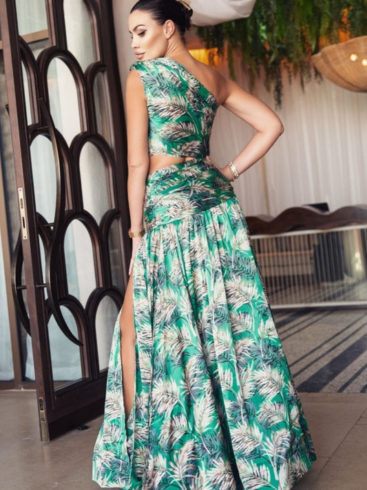 High Slit Maxi Dress Set - vevewholesale
