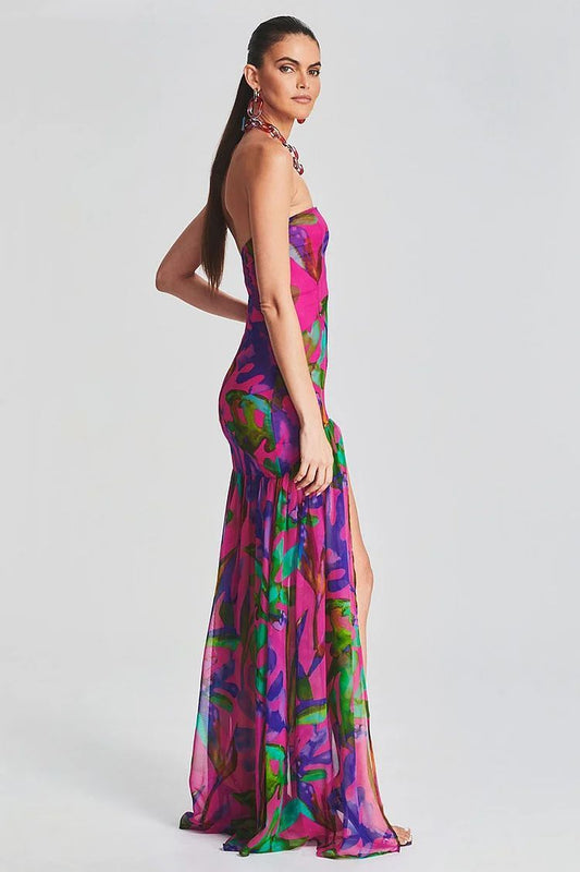Strapless painted print-red - vevewholesale