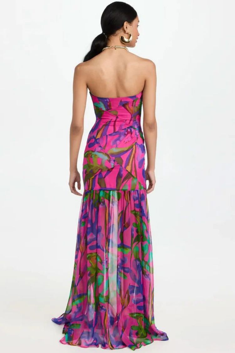 Strapless painted print-red - vevewholesale