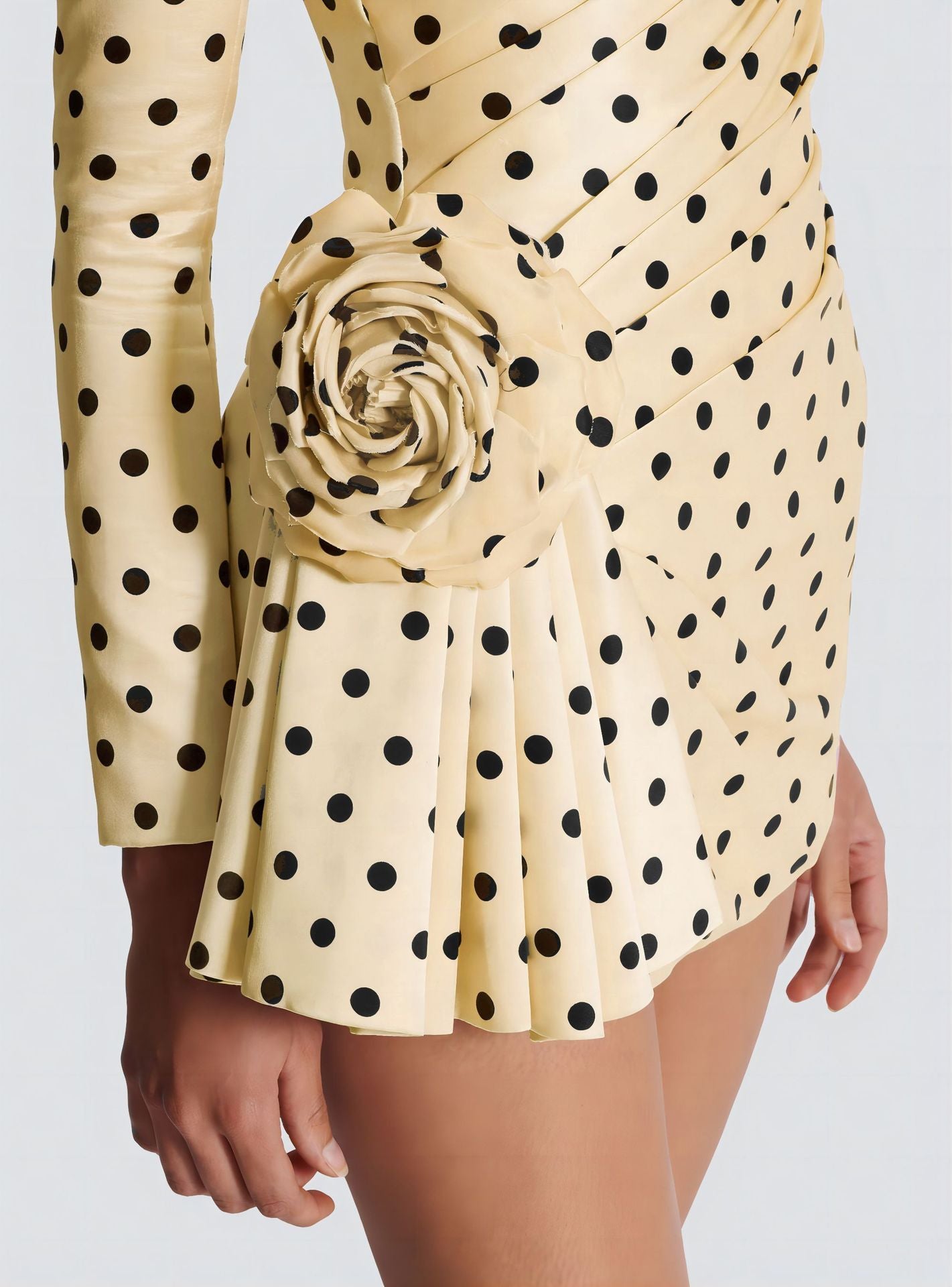 Polka Dot Mini Dress-Yellow - vevewholesale