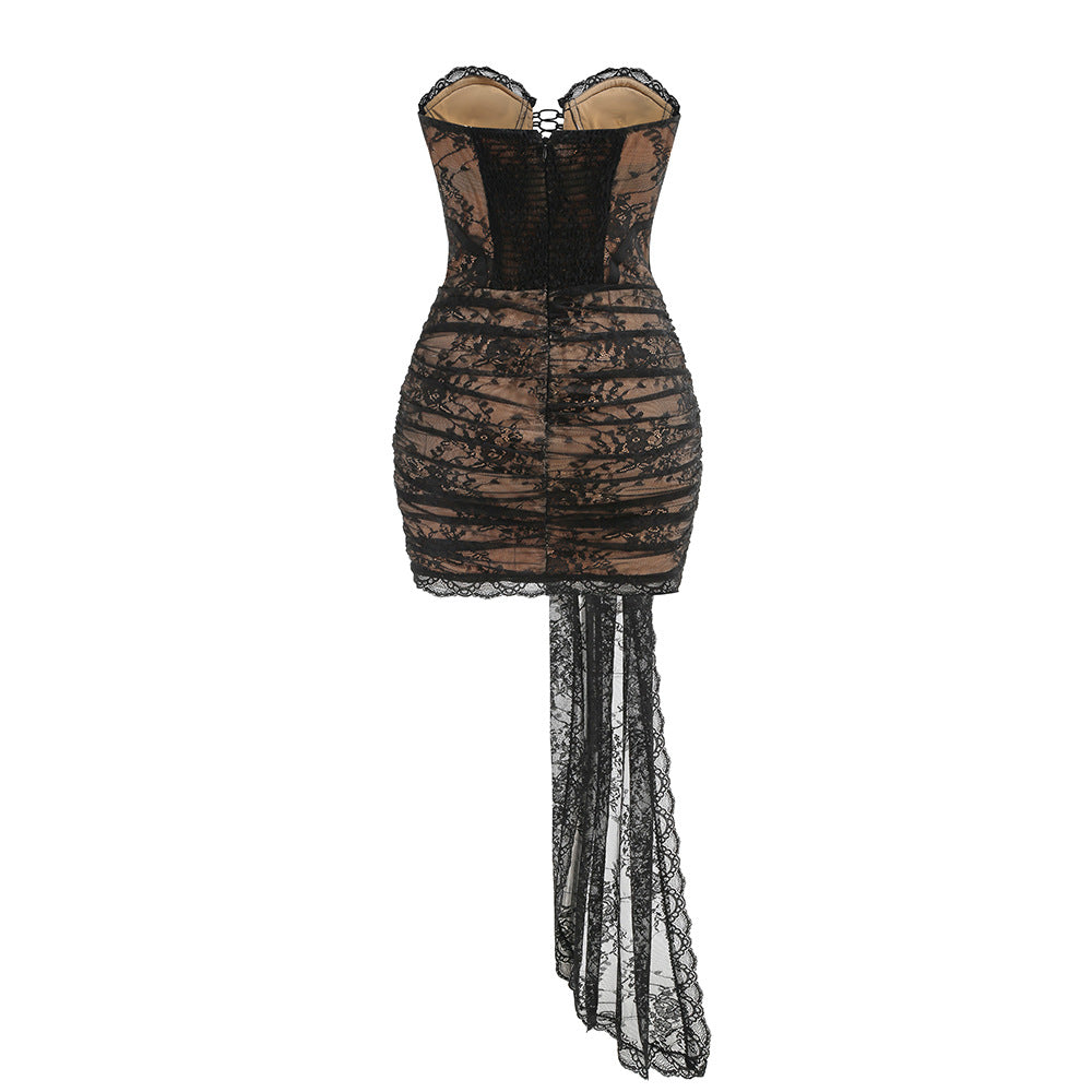 Strapless Lace Mini Dress - vevewholesale