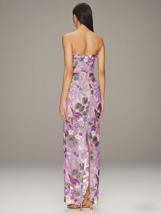 Strapless One Shoulder Long Dress-Purple - vevewholesale