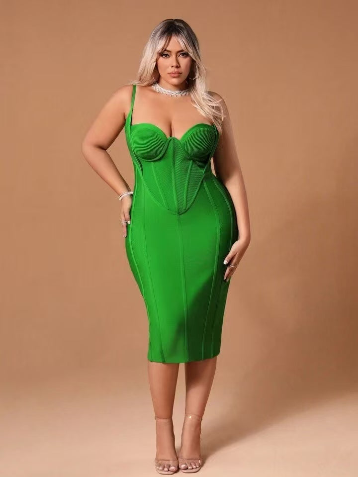 Large-Sized Halter Midi Dress
