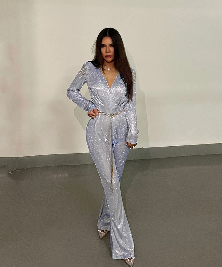 V Neck Jumpsuit - vevewholesale