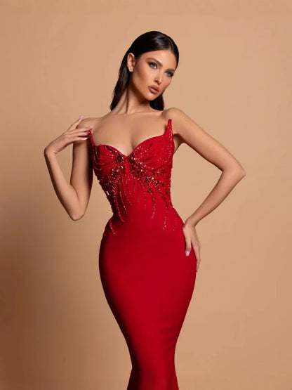 Beaded Beads Off The Shoulder Maxi Dress - vevewholesale
