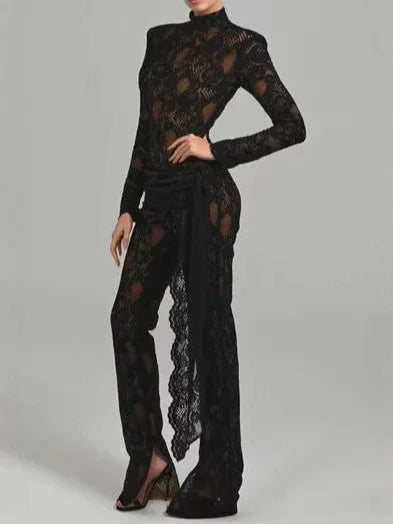 Lace Long Sleeves Jumpsuit - vevewholesale