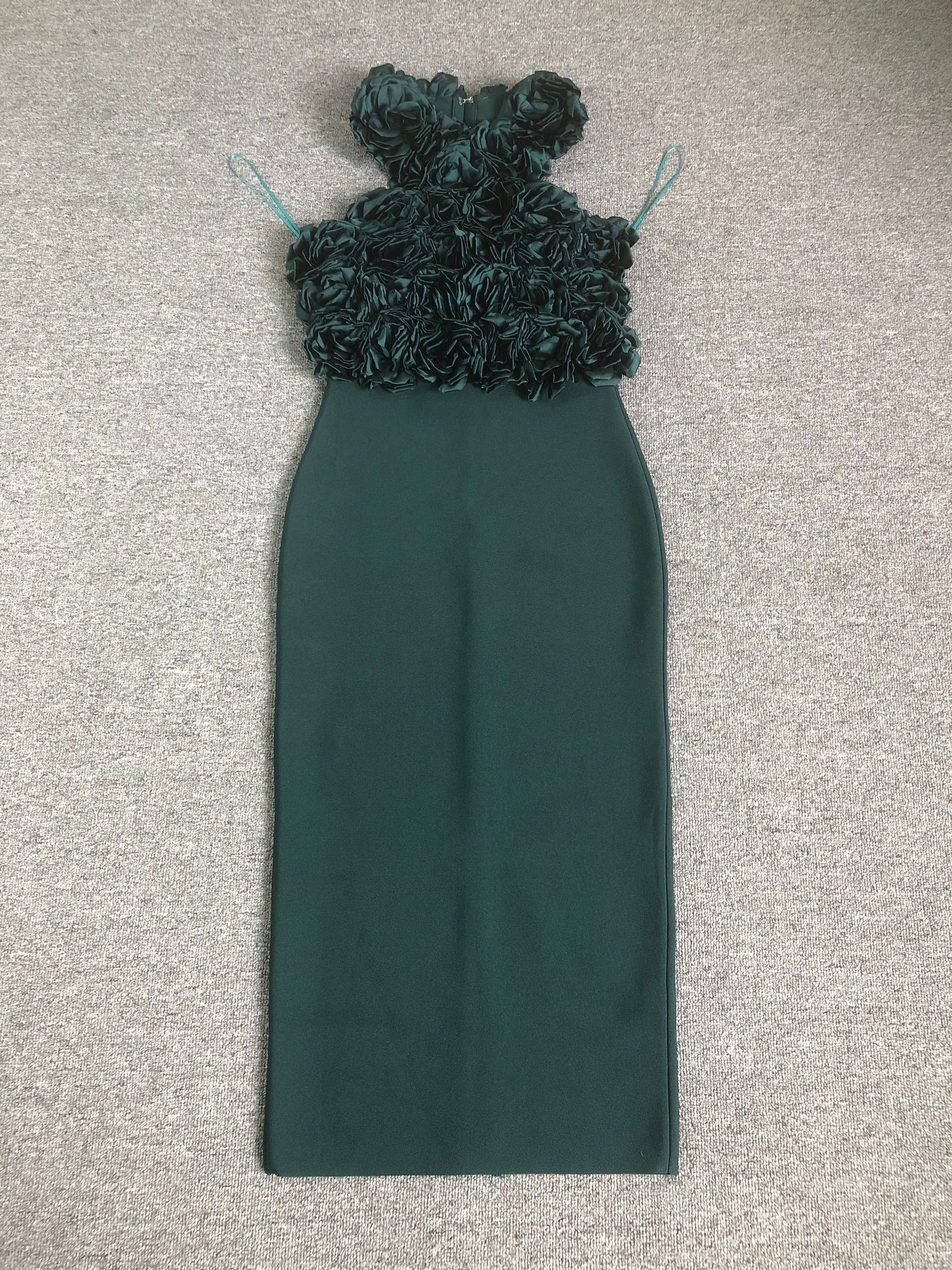 Big Flower Midi Dress-Green - vevewholesale