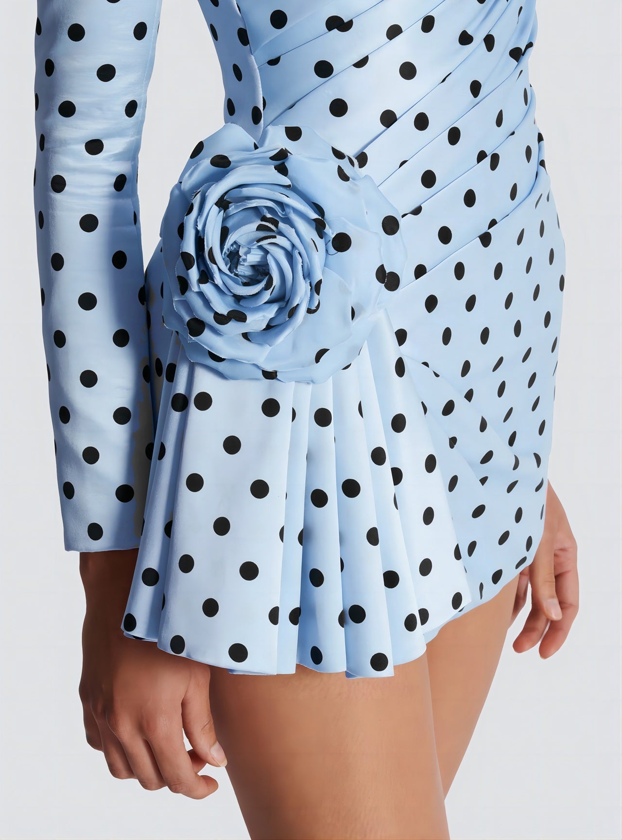 Polka Dot Mini Dress-Blue - vevewholesale