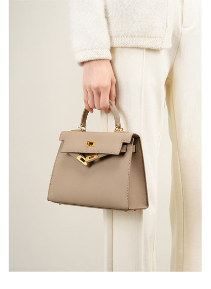 Cowhide Kelly Handbag - vevewholesale