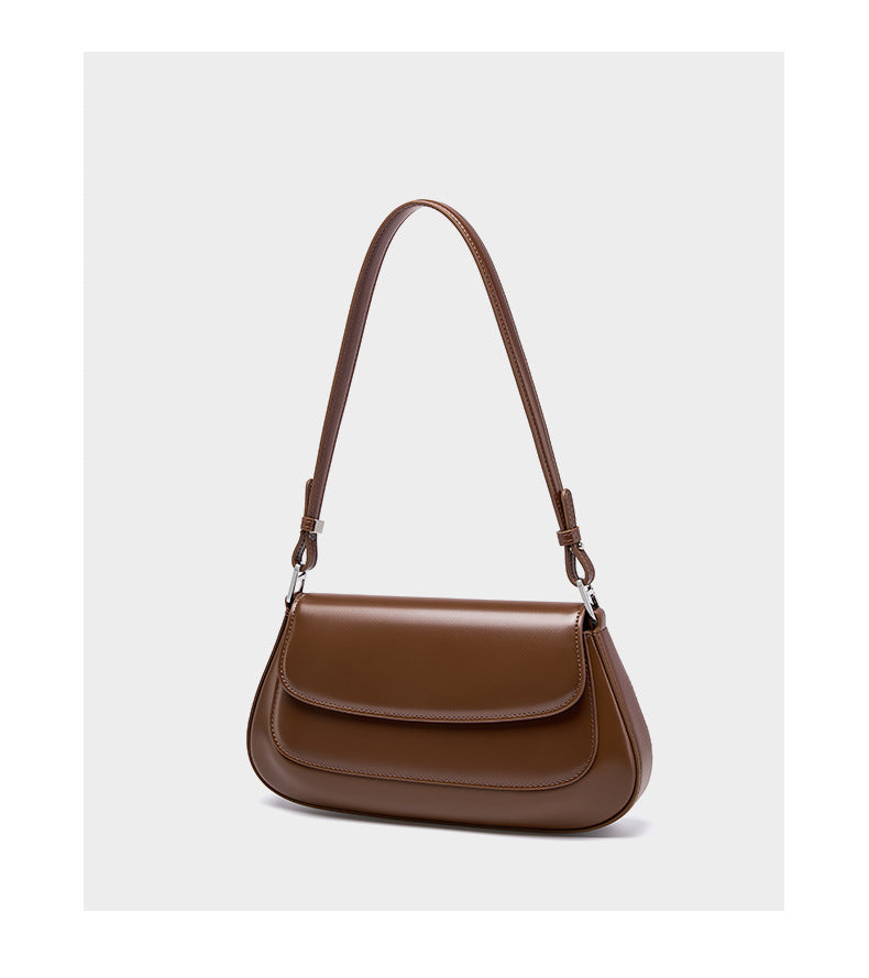 Genuine Leather Crossbody Bag-Coffee Color - vevewholesale