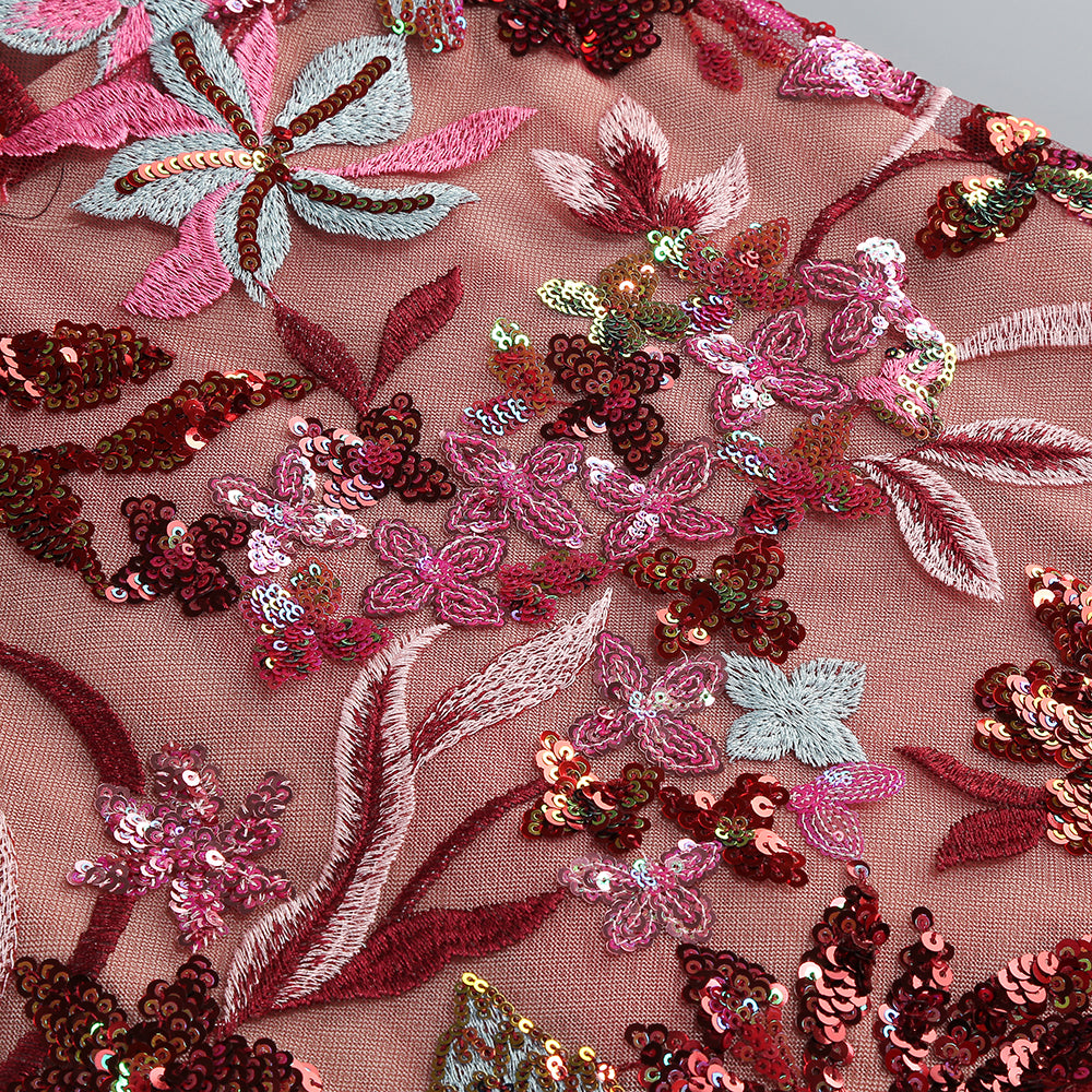 Strappy Embroidered Mini Dress-Pink - vevewholesale
