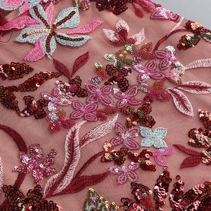 Strappy Embroidered Mini Dress-Pink - vevewholesale
