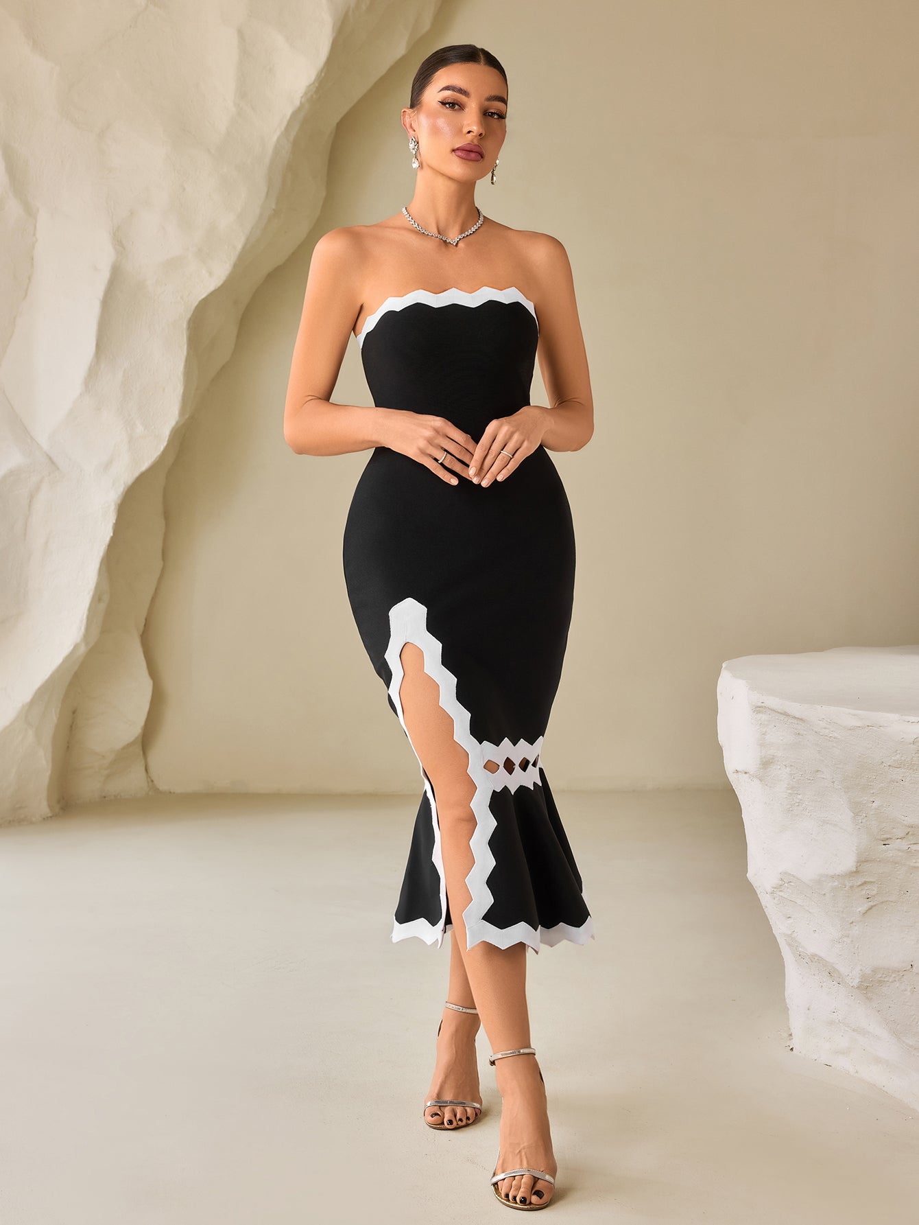 Hepburn Style Fishtail Slit Mini Dress
