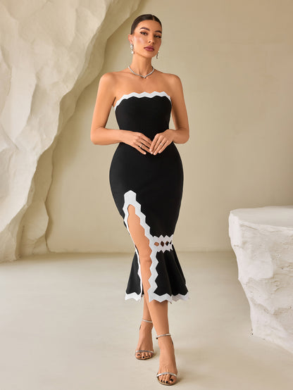 Hepburn Style Fishtail Slit Mini Dress